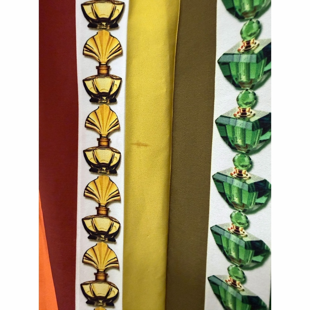 Mary Katrantzou Nyx Perfume Bottle Print Rainbow Stripe Pleated Maxi Skirt US 6 - Picture 7 of 16